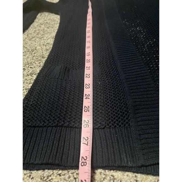 Talbots Cardigan Sweater Blue Hoodie Cotton Open Front Long Pockets size PMedium - Picture 6 of 7